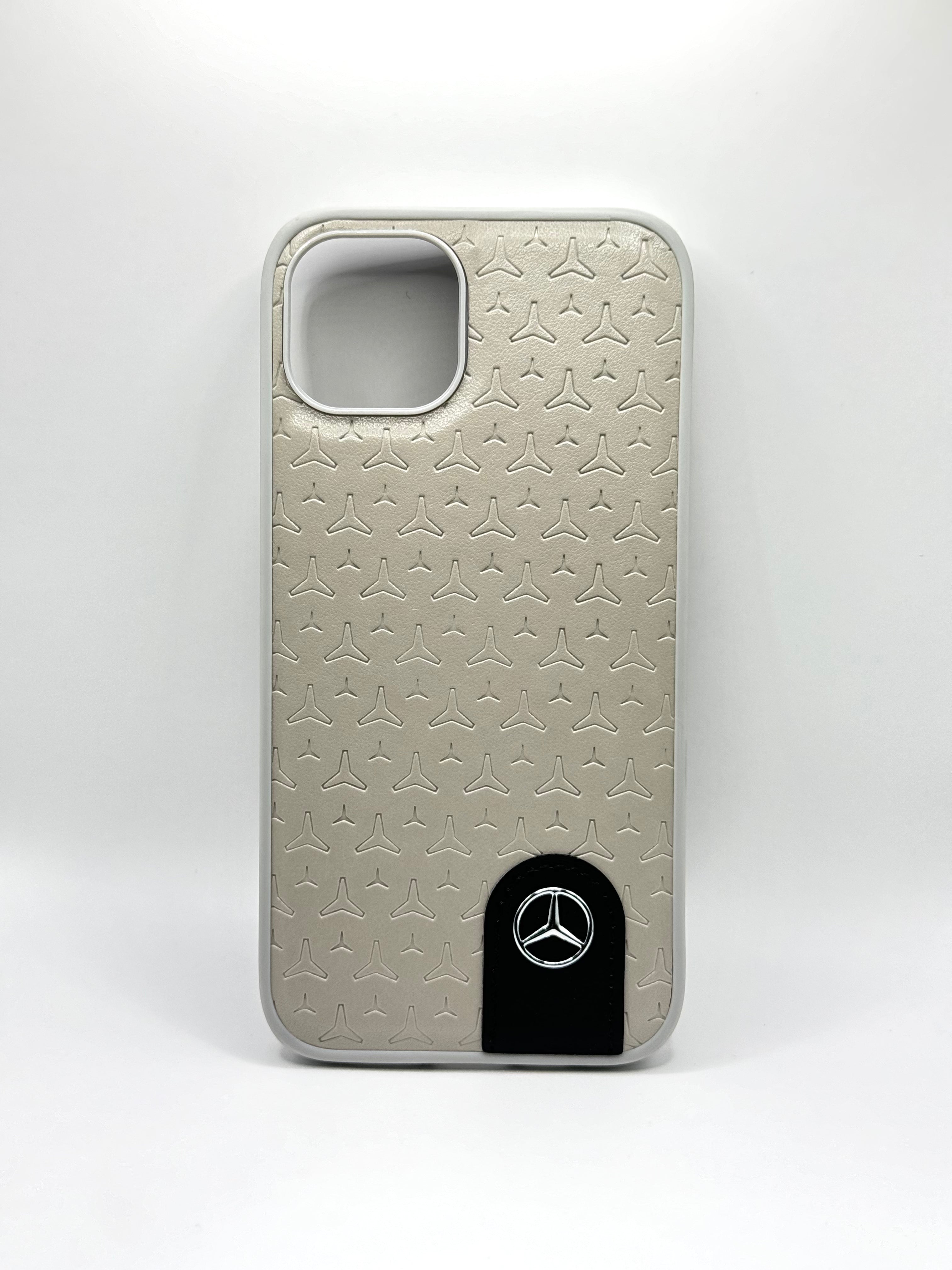 iPhone 16 Pro Max - Leather Case With Stars Pattern - Mercedes Benz