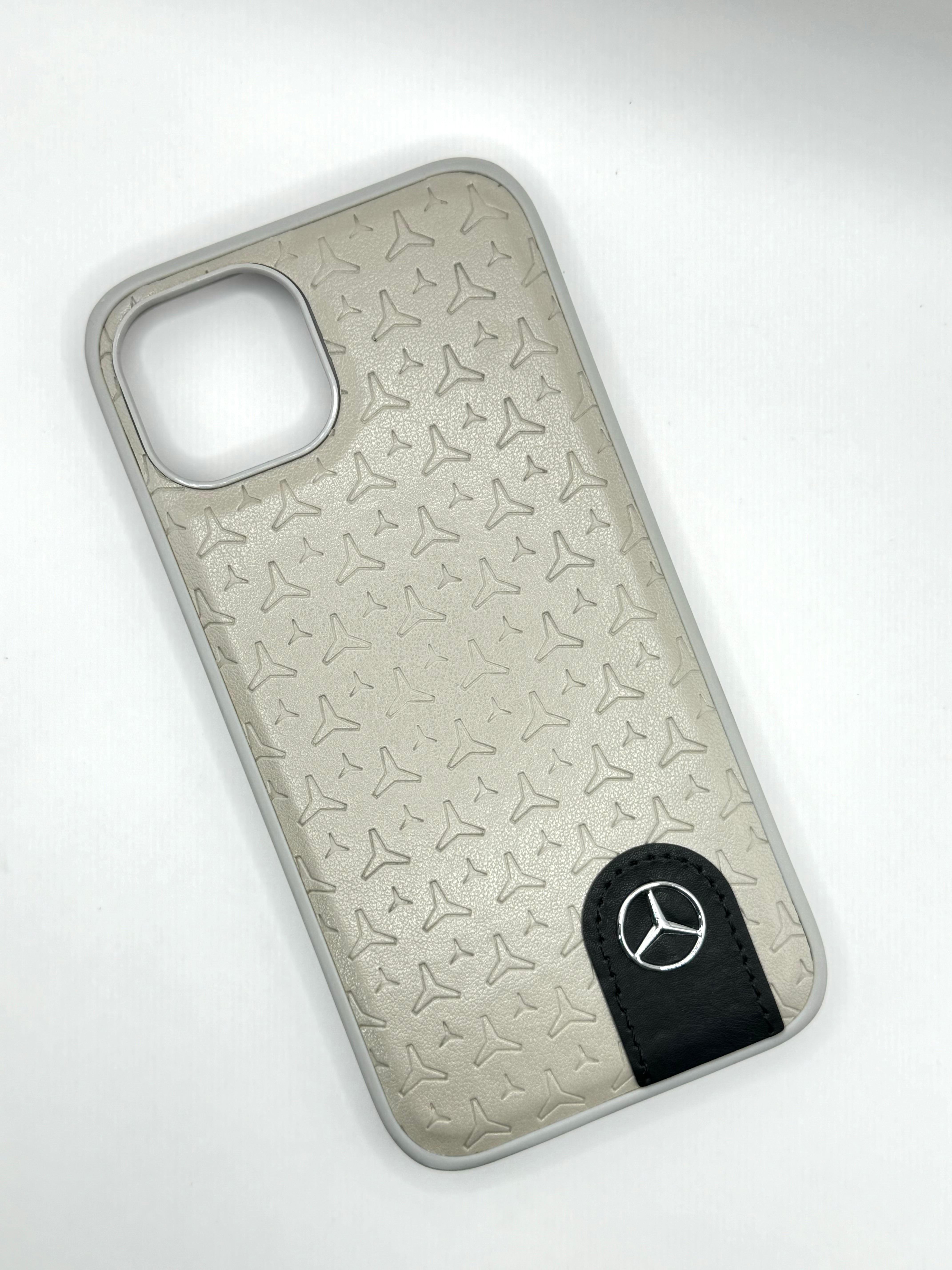 iPhone 16 Pro Max - Leather Case With Stars Pattern - Mercedes Benz