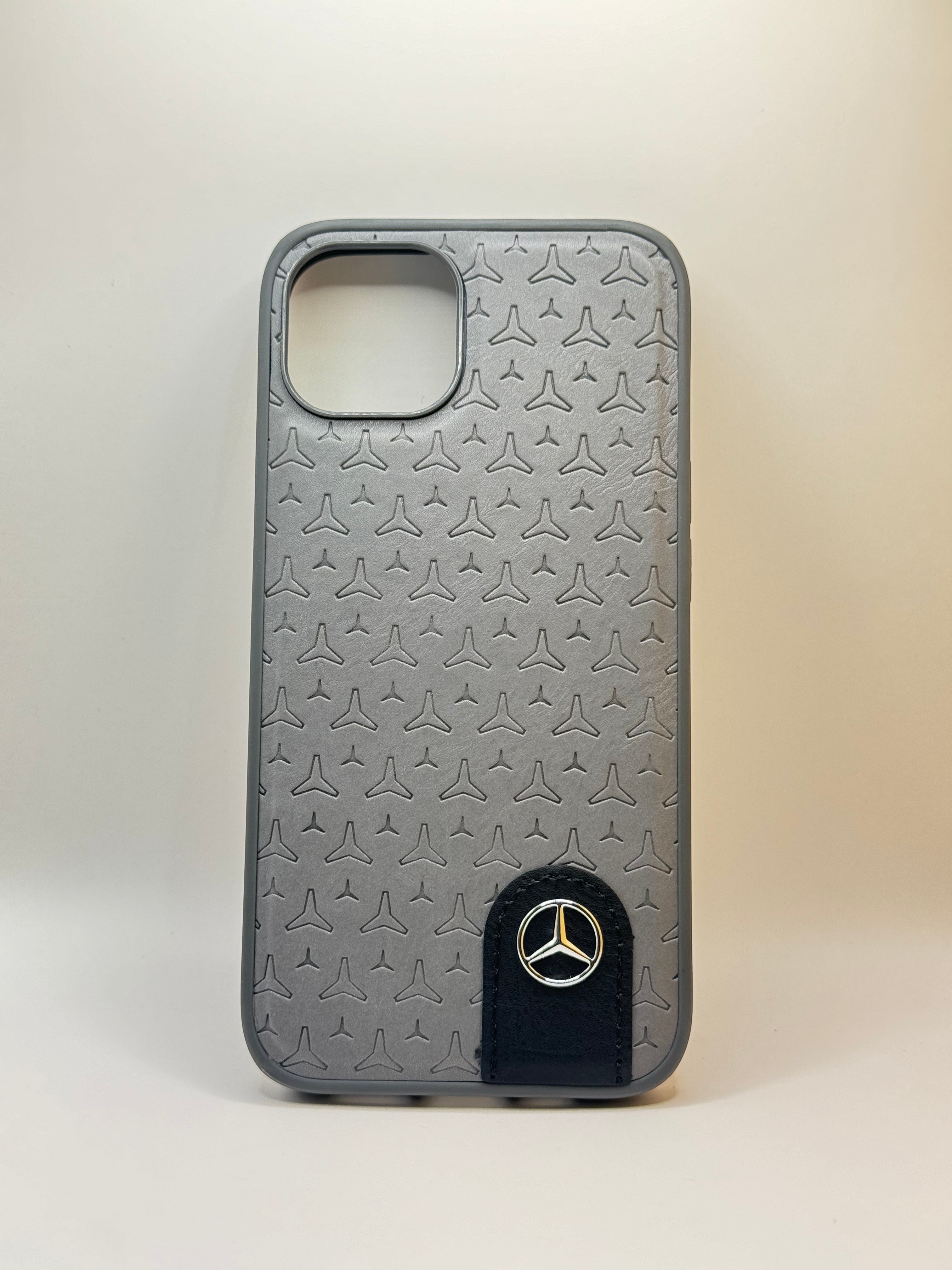 iPhone 16 Pro - Leather Case With Stars Pattern - Mercedes Benz