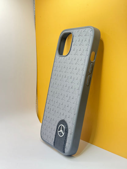 iPhone 16 Pro - Leather Case With Stars Pattern - Mercedes Benz