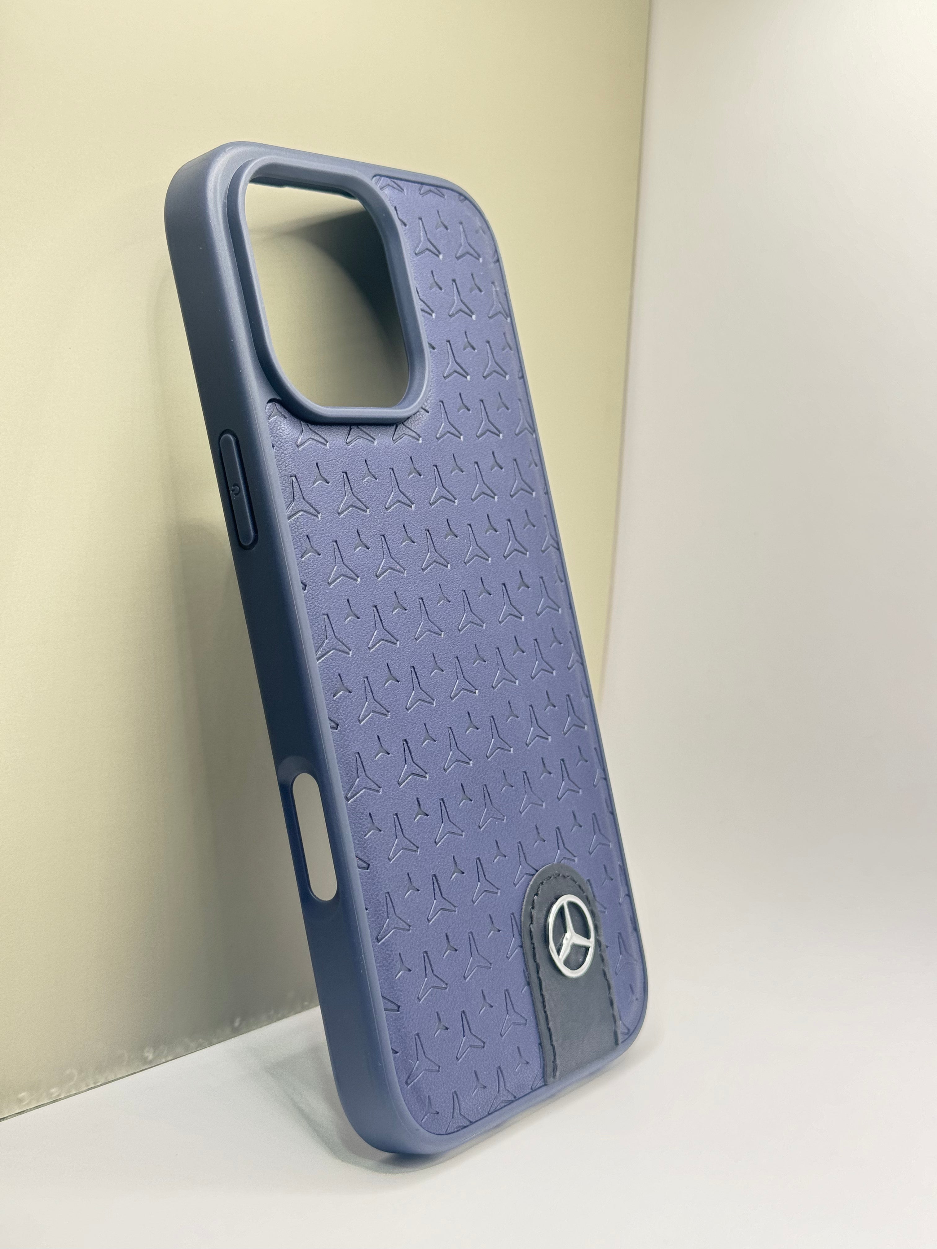 iPhone 16 Pro Max - Leather Case With Stars Pattern - Mercedes Benz