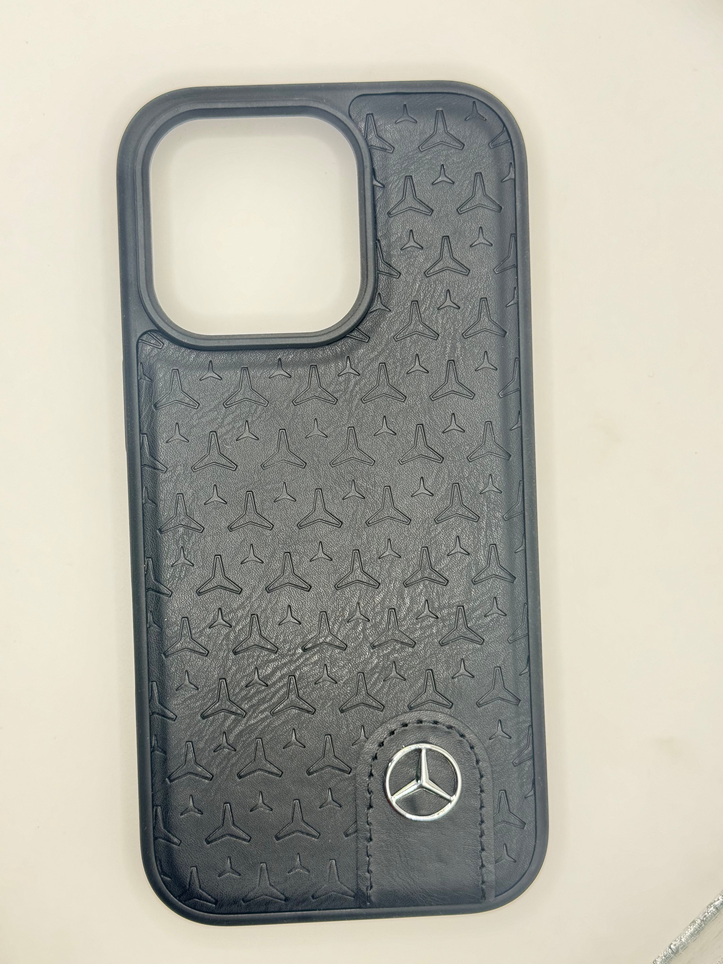 iPhone 16 Pro - Leather Case With Stars Pattern - Mercedes Benz