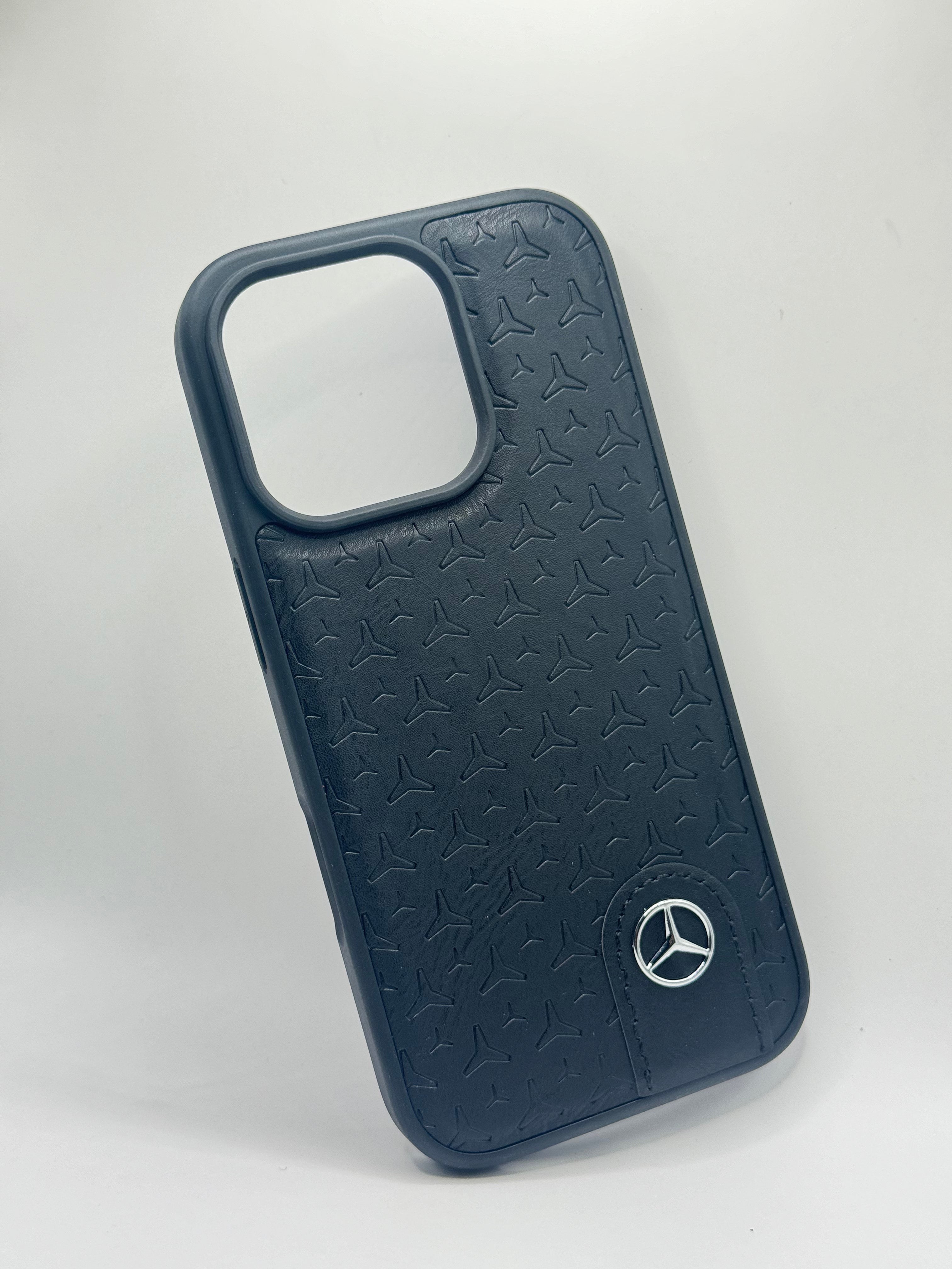 iPhone 16 Pro - Leather Case With Stars Pattern - Mercedes Benz