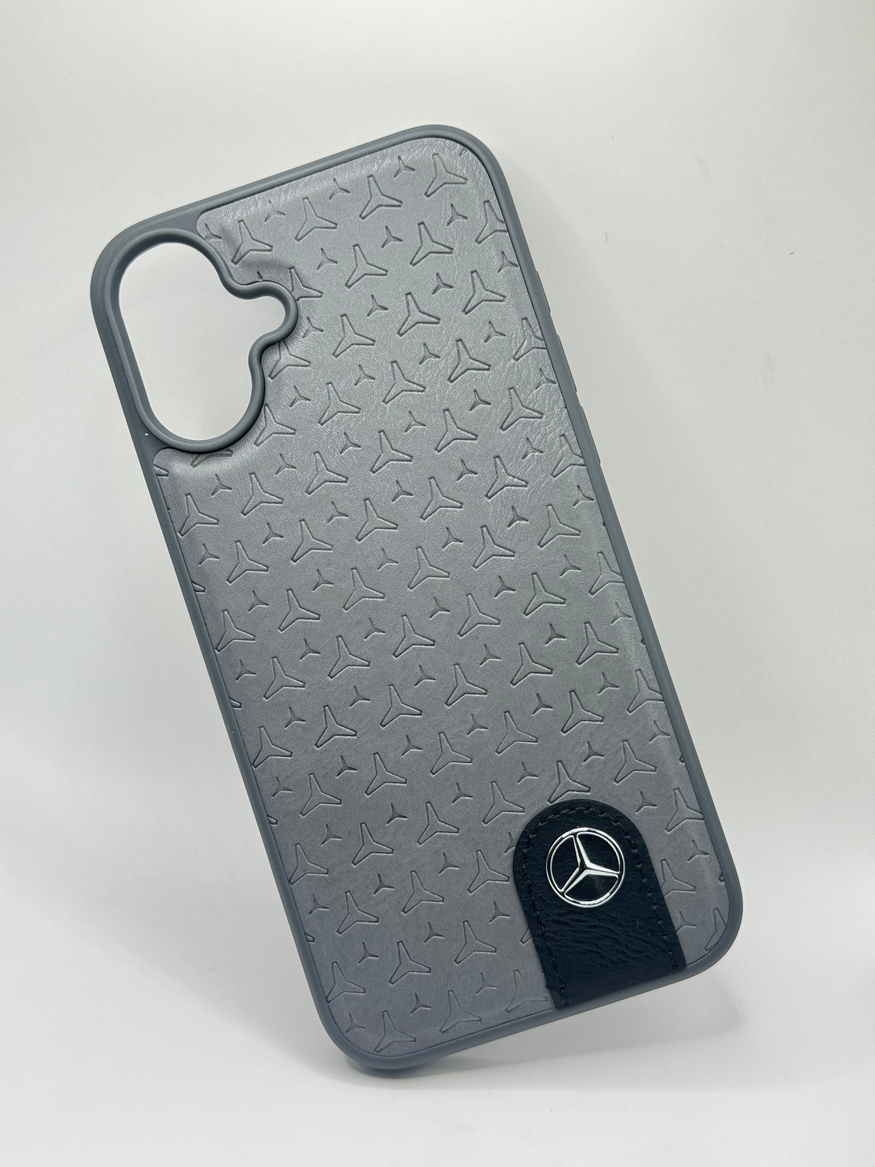 iPhone 16 Plus - Leather Case With Stars Pattern - Mercedes Benz