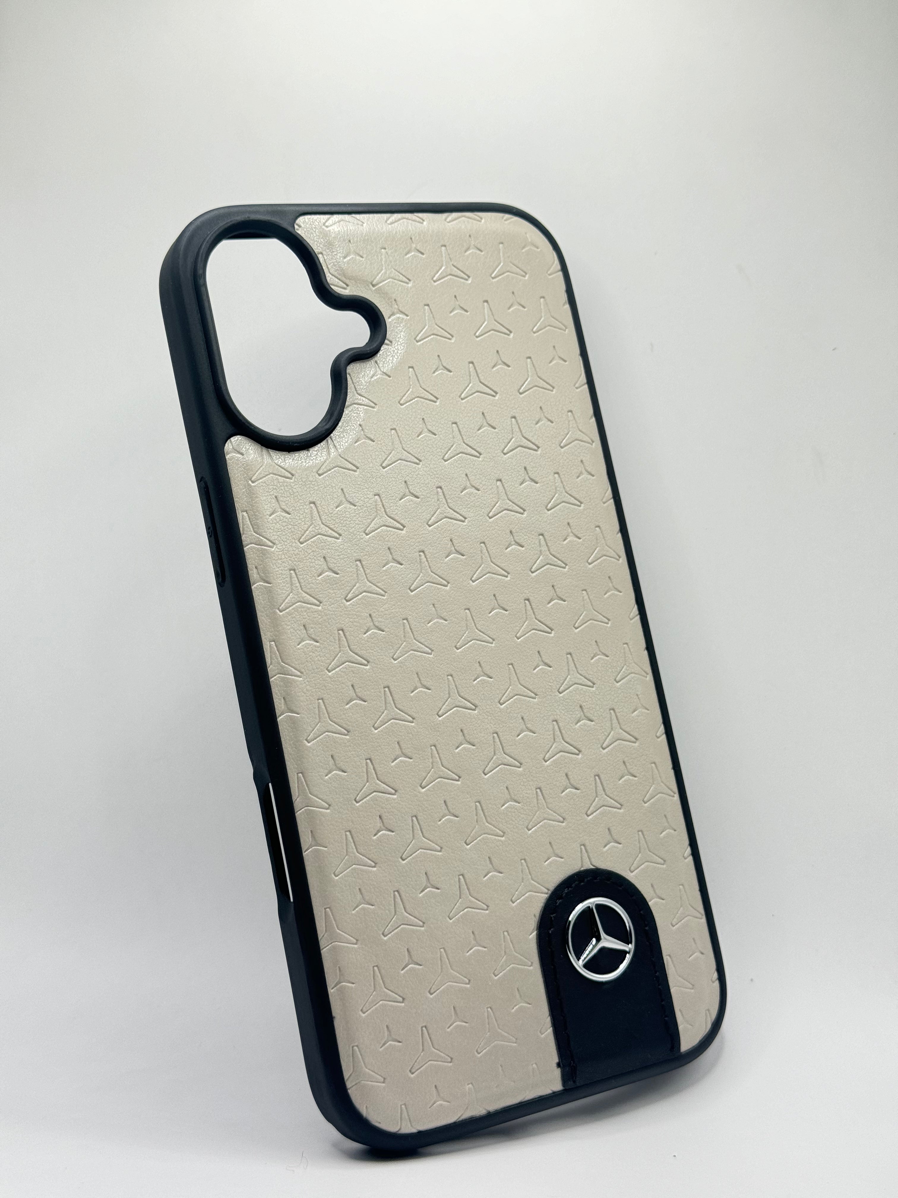 iPhone 16 Plus - Leather Case With Stars Pattern - Mercedes Benz