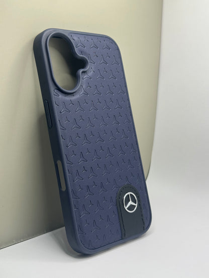 iPhone 16 - Leather Case With Stars Pattern - Mercedes Benz