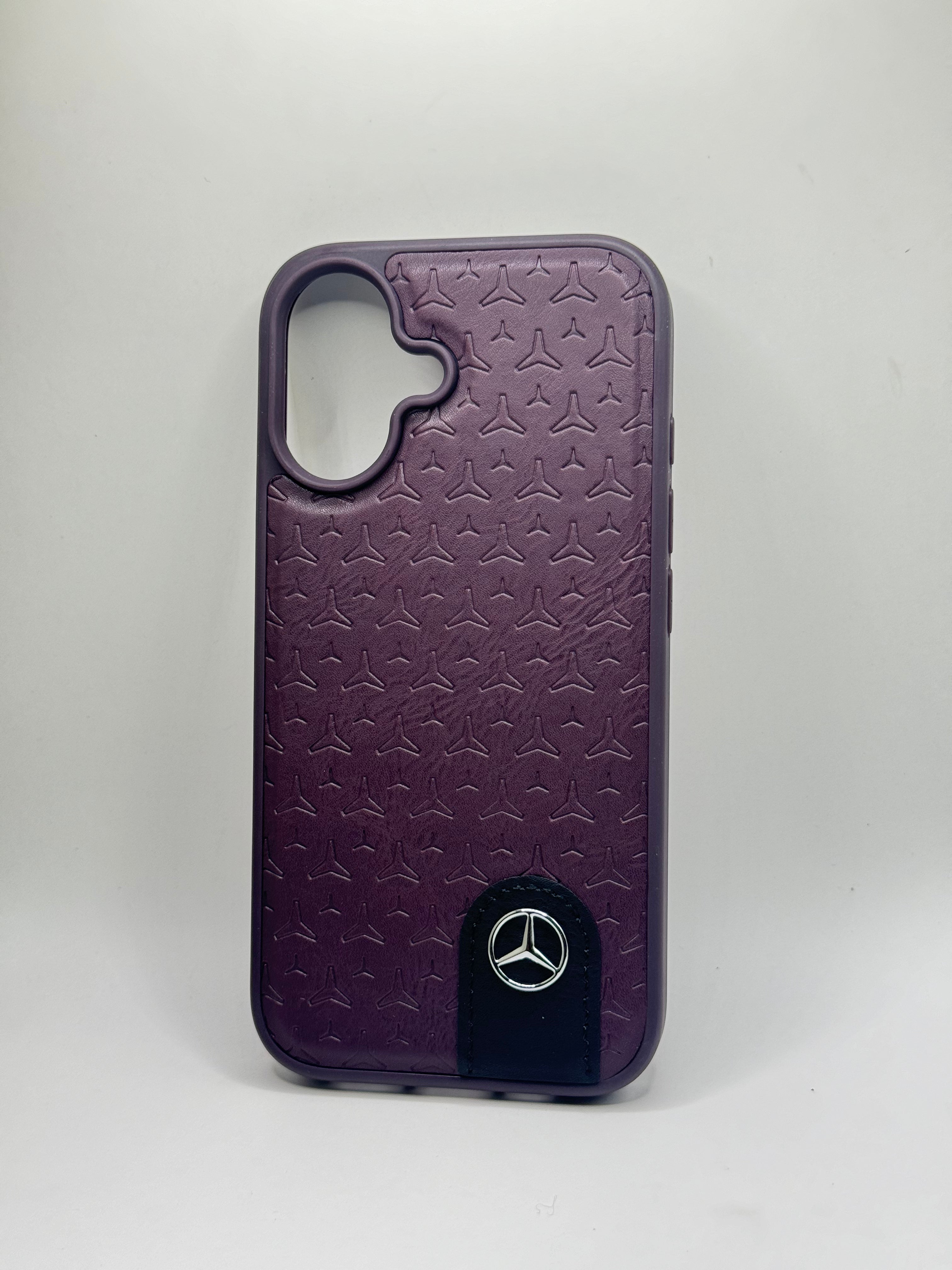 iPhone 16 - Leather Case With Stars Pattern - Mercedes Benz