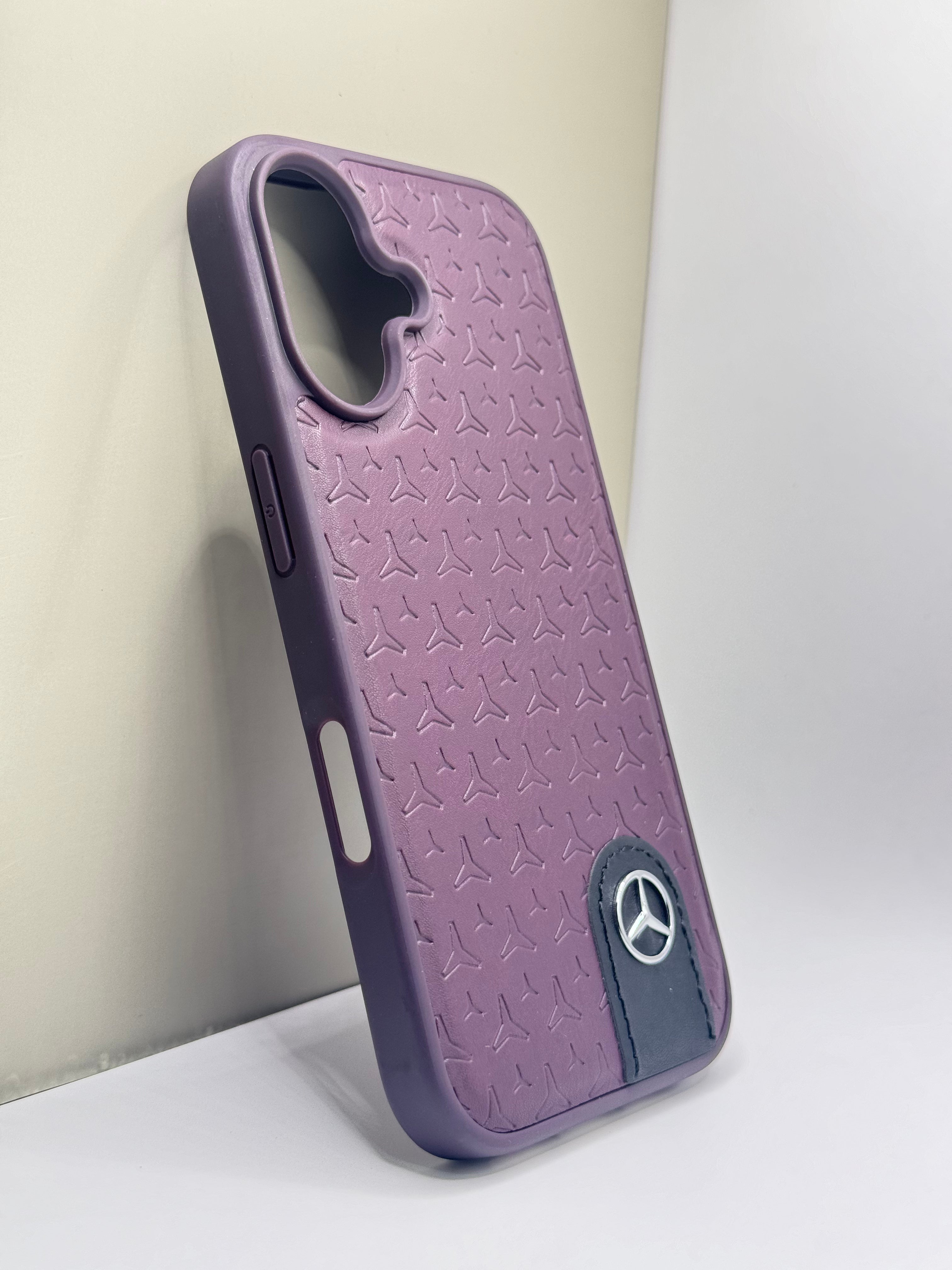 iPhone 16 - Leather Case With Stars Pattern - Mercedes Benz