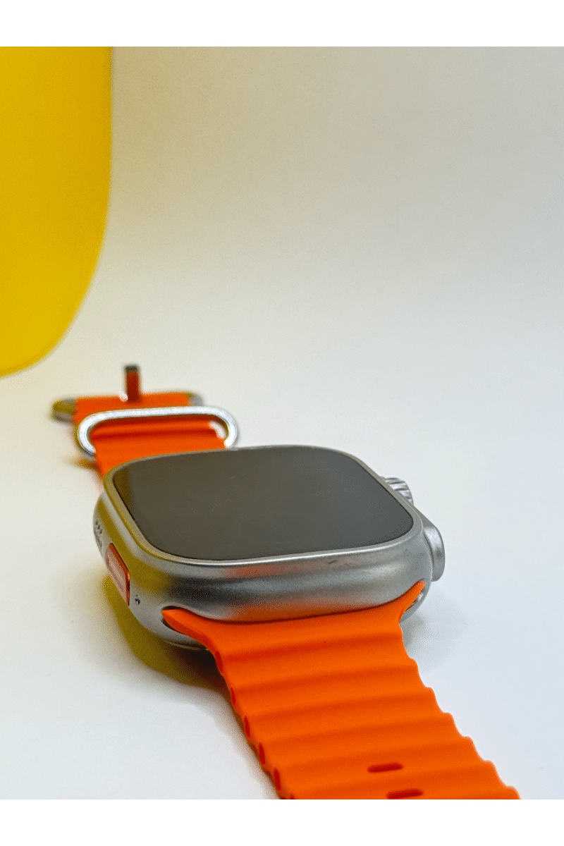 Watch Ultra 2 Cellular Titanium Case with Orange Ocean Band  (Orange Strap, Free Size)