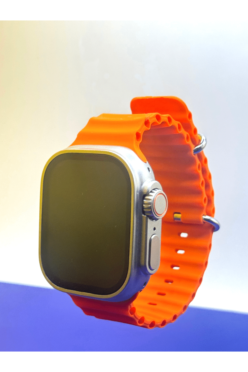 Watch Ultra 2 Cellular Titanium Case with Orange Ocean Band  (Orange Strap, Free Size)