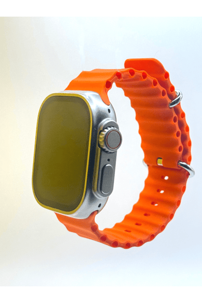 Watch Ultra 2 Cellular Titanium Case with Orange Ocean Band  (Orange Strap, Free Size)