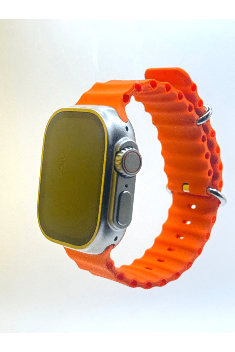 Watch Ultra 2 Cellular Titanium Case with Orange Ocean Band  (Orange Strap, Free Size)