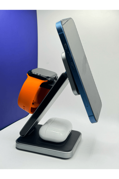 MagSafe Fast Wireless Charging Stand – Sleek & Foldable Multi-Device Charger for iPhone, Apple Watch, and AirPods