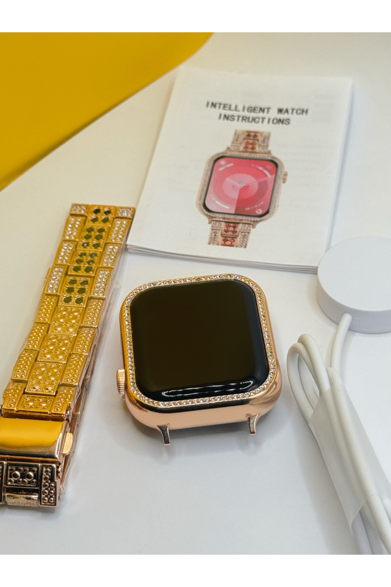 SMARTWATCH Golden & Pink strap ,hd display Smartwatch  (Gold Strap, Free Size)